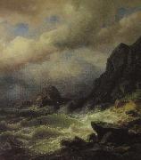 Friedrich Stahl Sturm an der Kuste oil painting